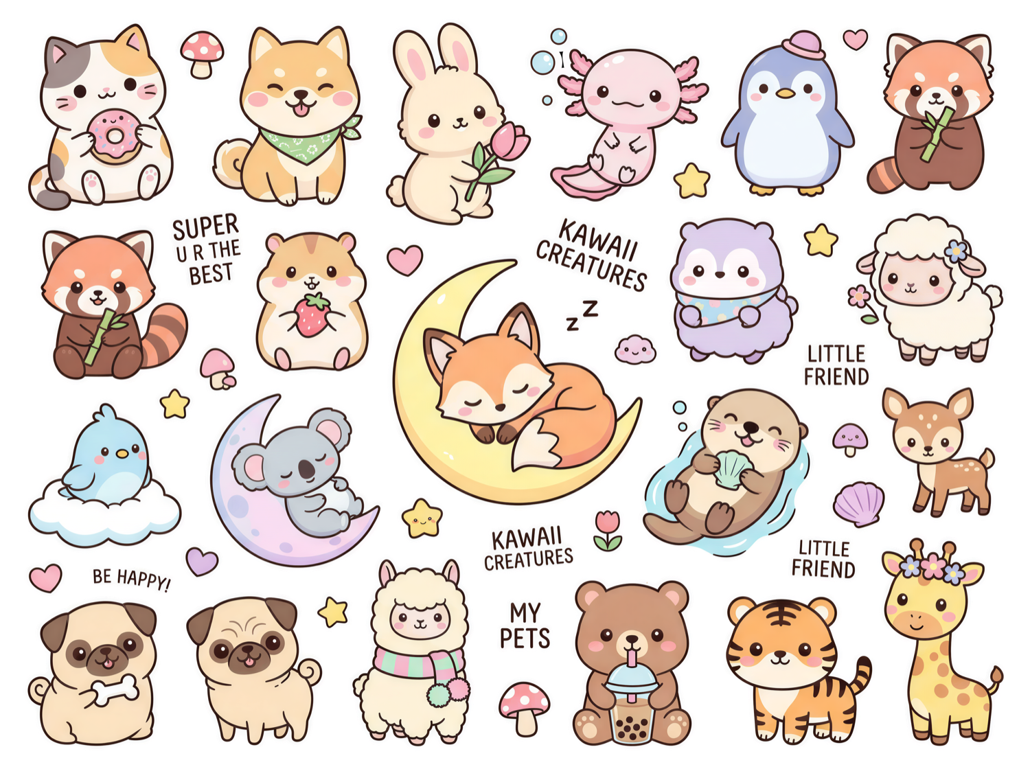 kawaii sticker sheet