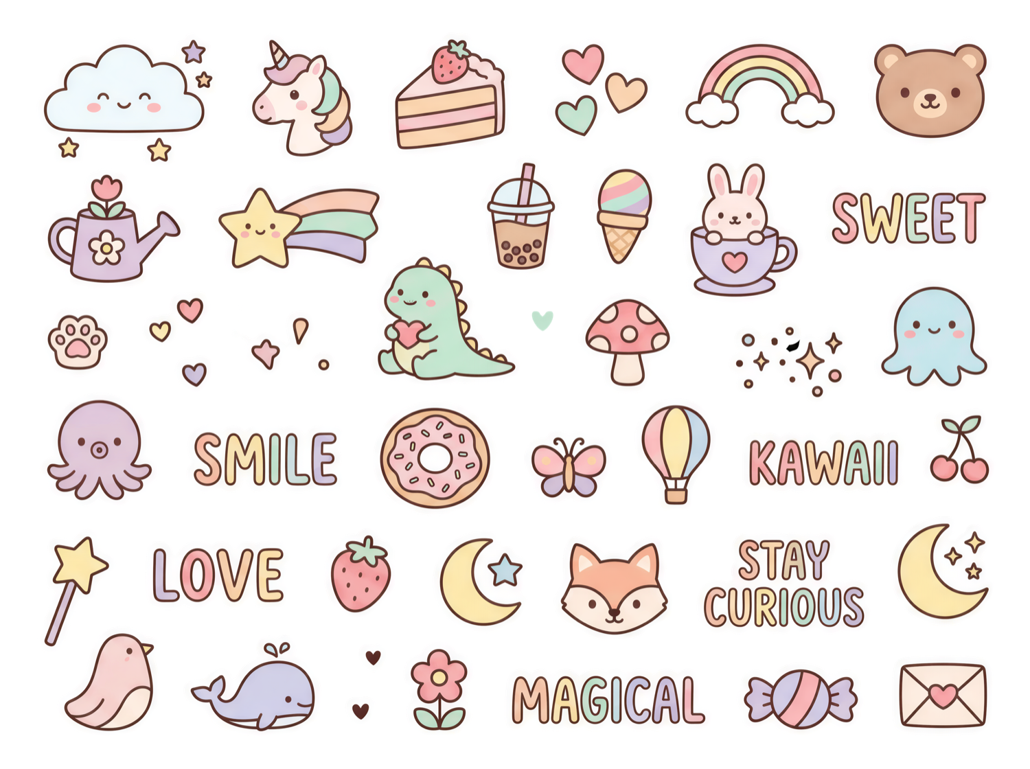 pastel sticker sheet