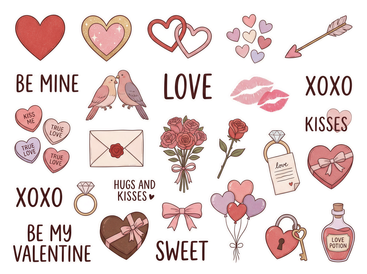 valentines sticker sheet
