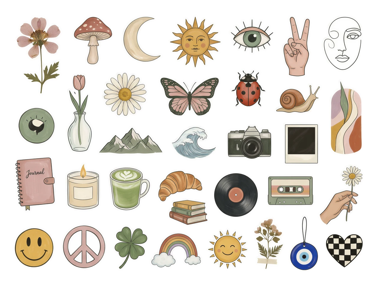 Aesthetic sticker sheet preview